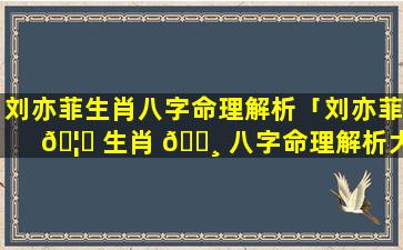 刘亦菲生肖八字命理解析「刘亦菲 🦋 生肖 🕸 八字命理解析大全」